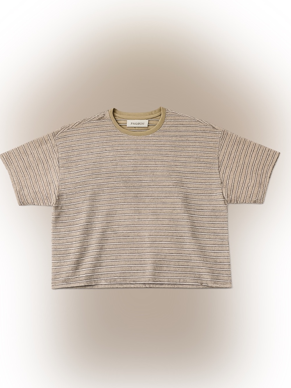 PacSun Taupe Striped Terry Crewneck